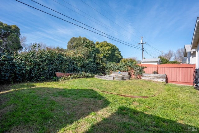 view of yard featuring a fenced backyard