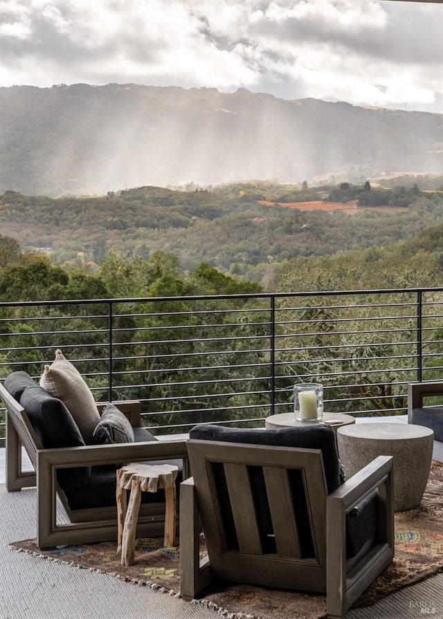 balcony with a forest view