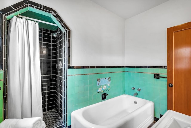 18900 Robinson Rd, Sonoma, CA 95476 - bathroom with shower with separate bathtub and tile walls
