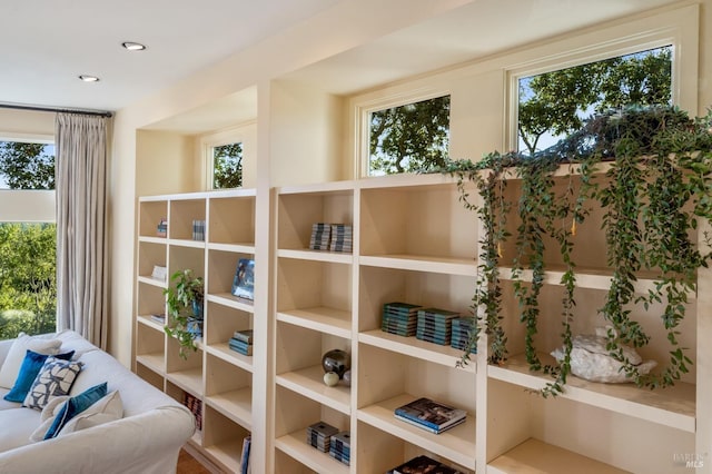 sitting room featuring recessed lighting