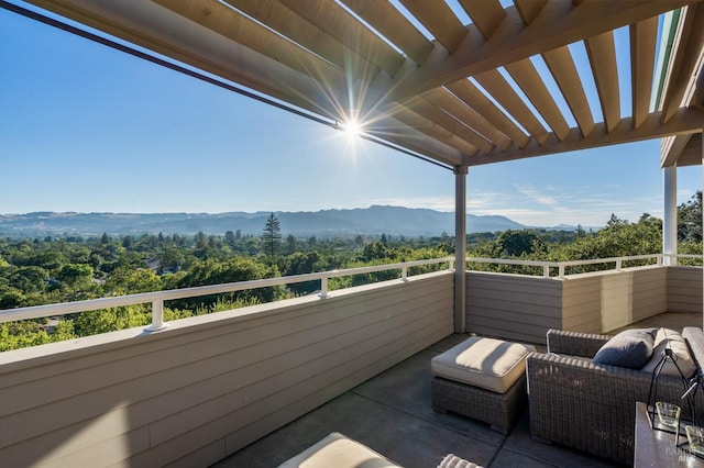 balcony with a mountain view