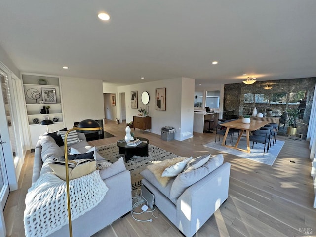 living room with hardwood / wood-style floors