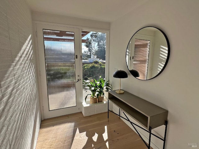 doorway with light hardwood / wood-style flooring