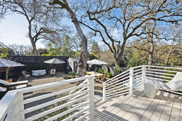 deck with outdoor lounge area