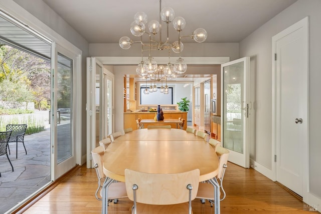 dining room featuring a chandelier and wood finished floors