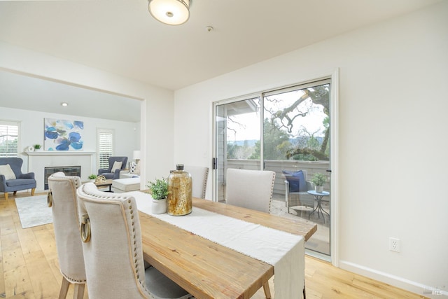 dining space featuring light hardwood / wood-style floors