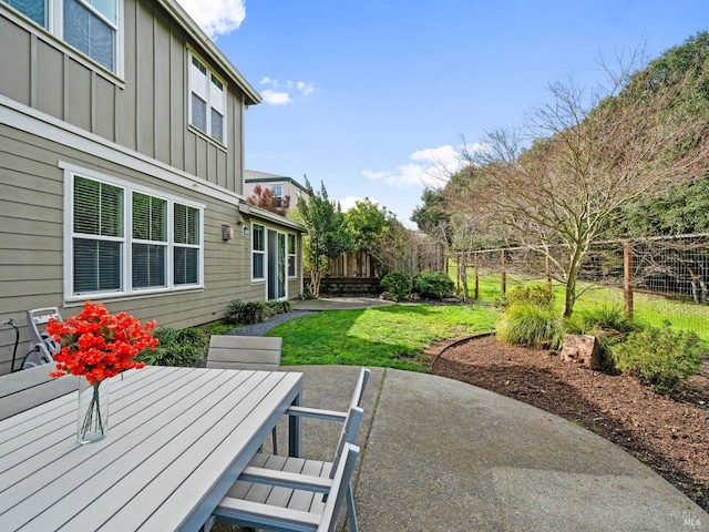 view of patio featuring outdoor dining space and a fenced backyard