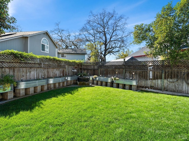 view of yard featuring a fenced backyard