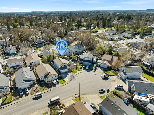 bird's eye view with a residential view