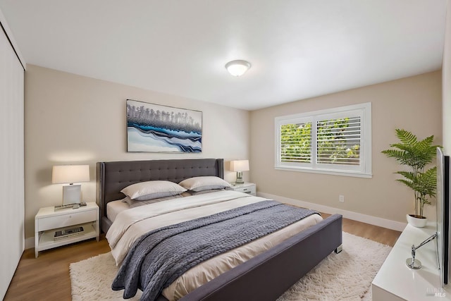 bedroom with hardwood / wood-style flooring