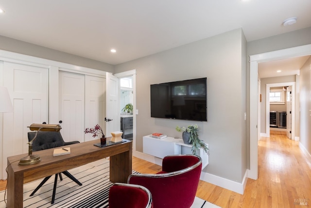 office featuring light hardwood / wood-style floors