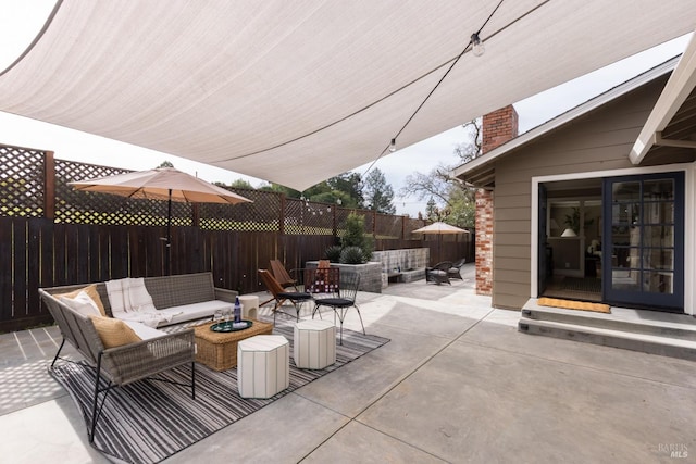 view of patio / terrace with an outdoor living space