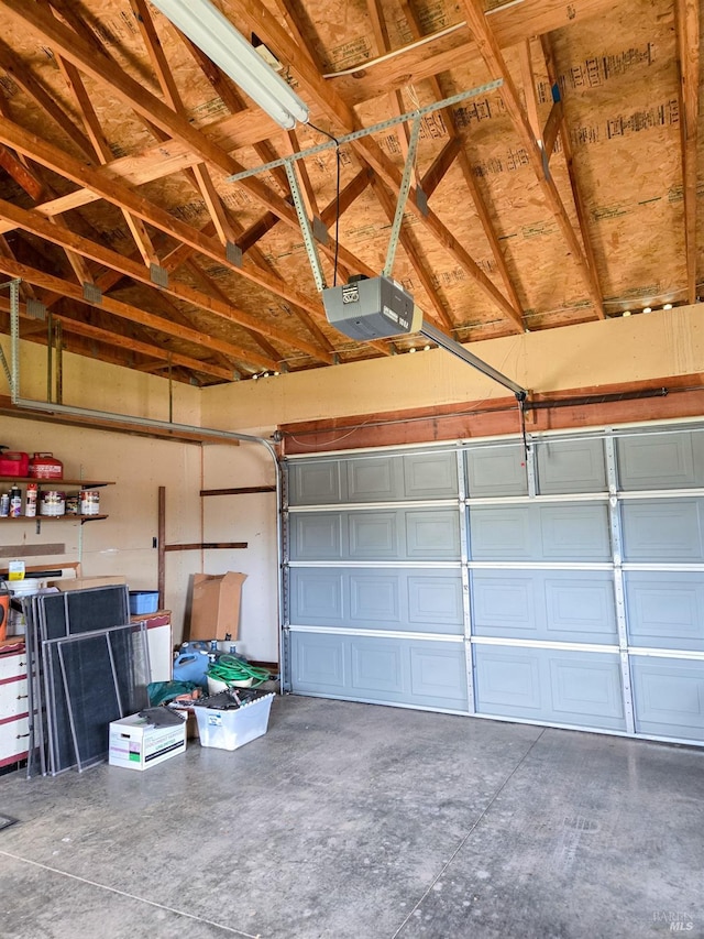 garage with a garage door opener