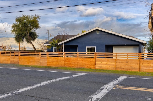 exterior space featuring a garage