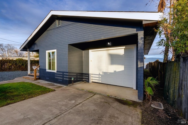 exterior space featuring a garage