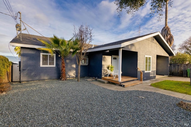 view of front of property with a deck