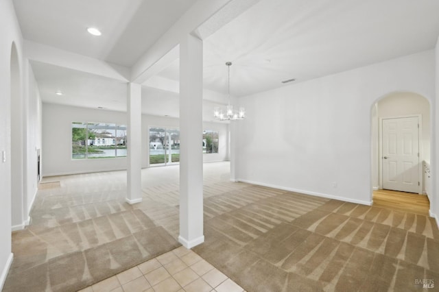 interior space featuring a chandelier