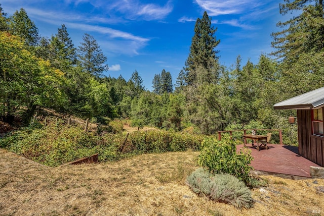 2020 Felta Rd, Healdsburg, CA 95448 - view of yard with a deck and a forest view