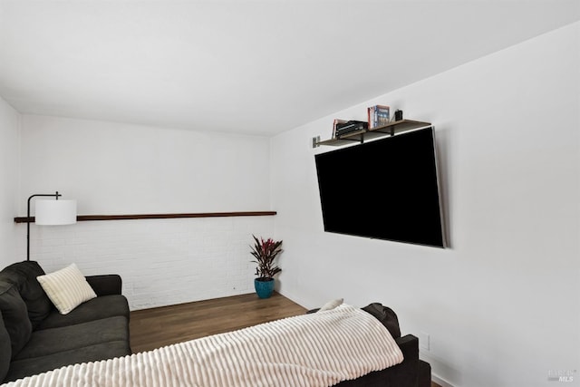 living area featuring dark wood-type flooring