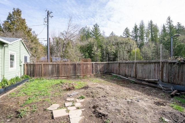 view of yard featuring a fenced backyard