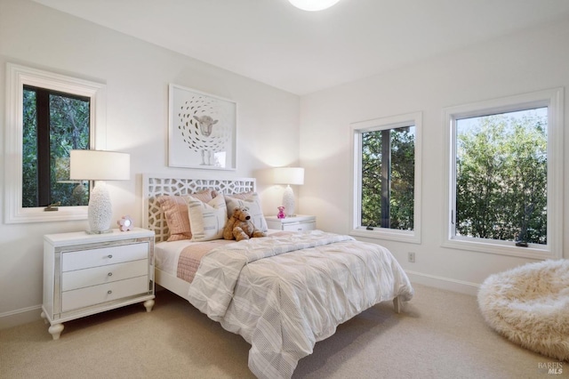 bedroom with baseboards and carpet flooring