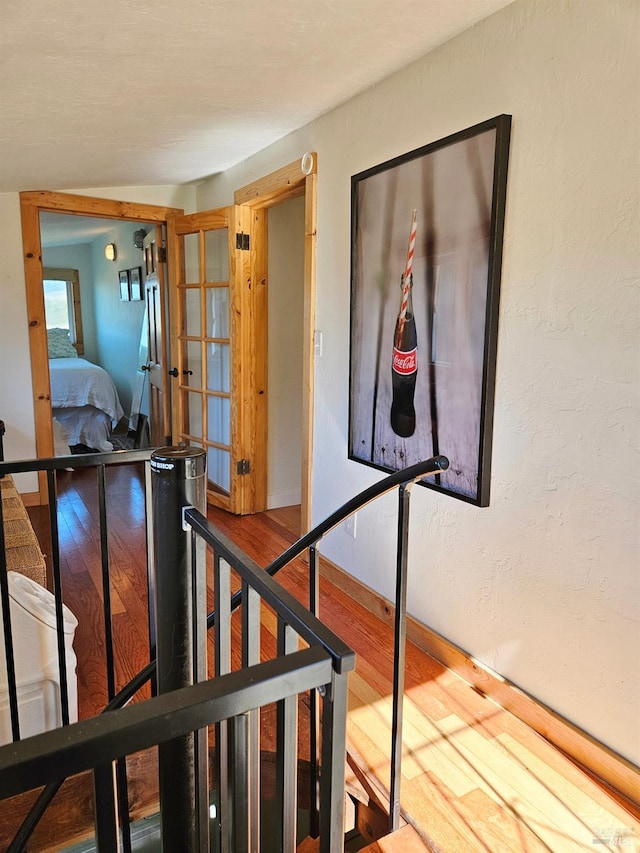 195 Ocean View Ave, Bodega Bay, CA 94923 - staircase with wood finished floors and french doors