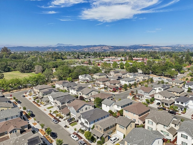 aerial view featuring a residential view and a mountain view