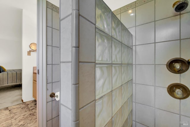interior details with tiled shower
