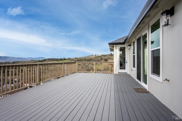 deck featuring a mountain view