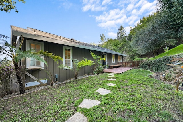 view of yard featuring a deck