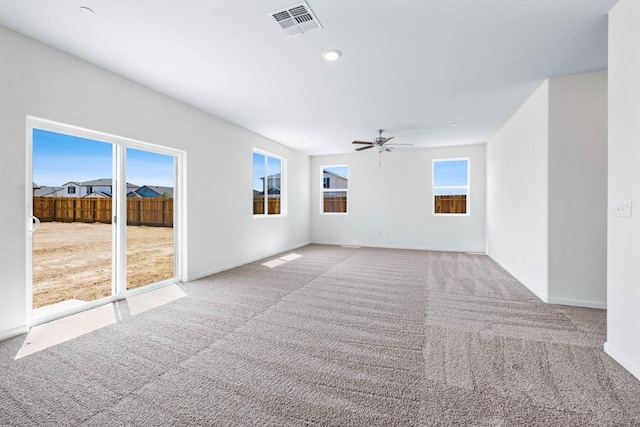 2151 Rita Ct, Linda, CA 95901 - carpeted empty room featuring baseboards, a ceiling fan, visible vents, and recessed lighting