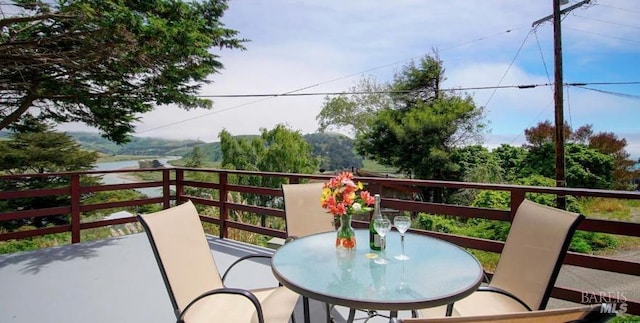 view of wooden balcony featuring a deck