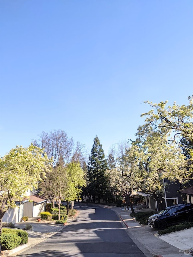 view of street with curbs