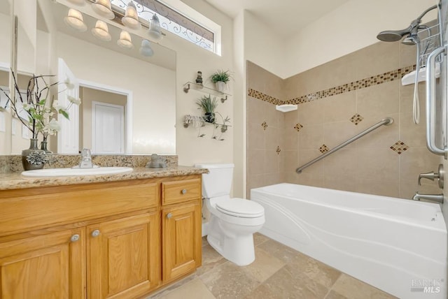 full bathroom with vanity, toilet, and tub / shower combination