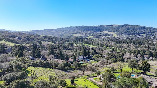 mountain view with a wooded view