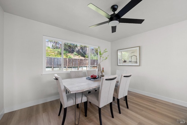 483 Rinconada Ct, Benicia, CA 94510 - dining room featuring light wood-type flooring, baseboards, and a ceiling fan