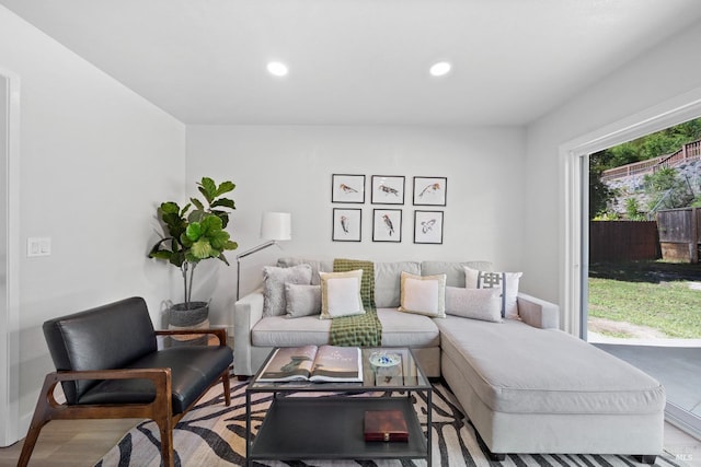 living area featuring recessed lighting