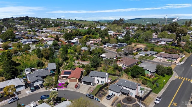 bird's eye view featuring a mountain view and a residential view