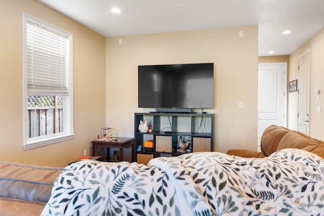 bedroom with recessed lighting