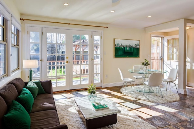 1321 Nebraska St, Vallejo, CA 94590 - living room featuring baseboards, healthy amount of natural light, french doors, and recessed lighting
