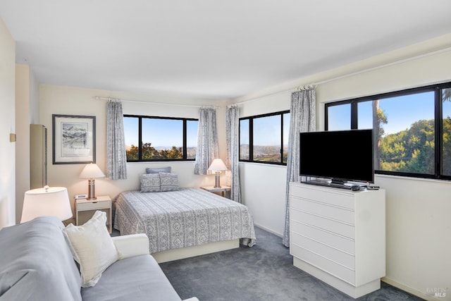 bedroom featuring carpet and baseboards