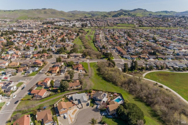 aerial view with a residential view and a mountain view