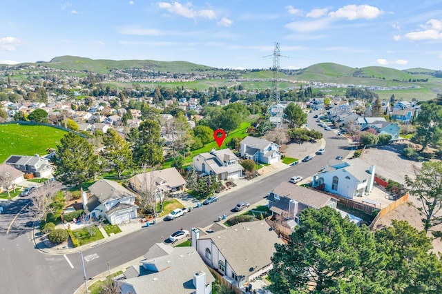 aerial view with a residential view and a mountain view