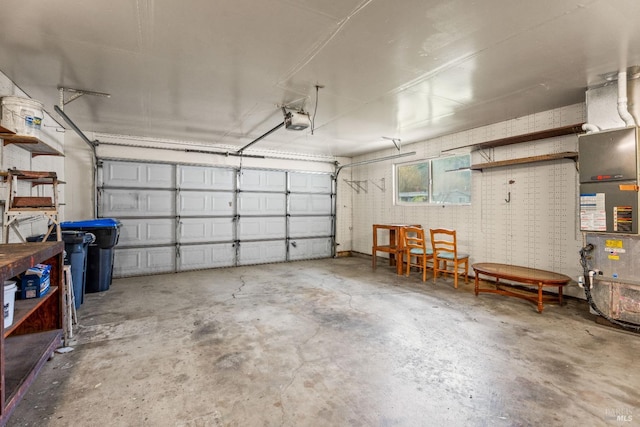 garage with heating unit and a garage door opener