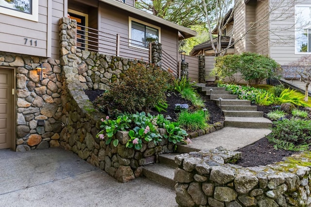 view of yard with stairway