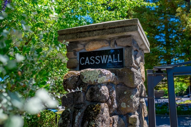 view of community sign