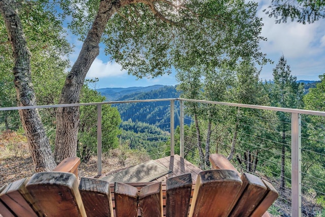 balcony featuring a mountain view