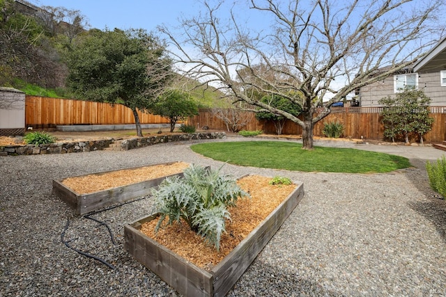 view of yard featuring a fenced backyard