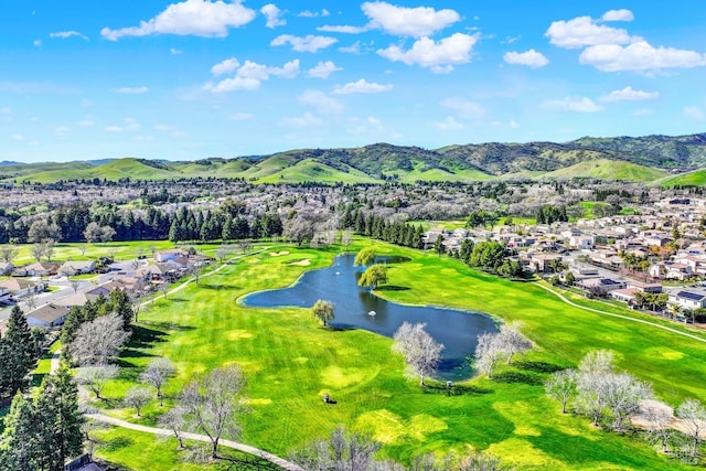 aerial view with a residential view and a water and mountain view