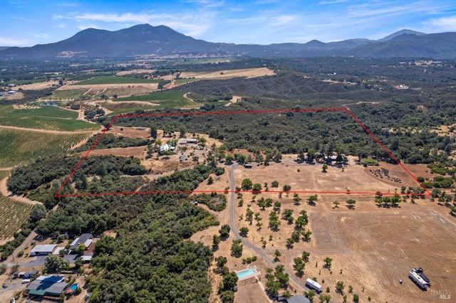 aerial view with a mountain view